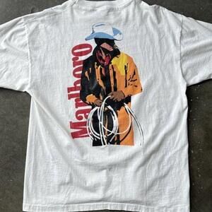 Marlboro Cowboy White Retro Western Graphic T Shirt 159